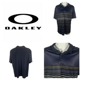 Oakley Men's Polo Shirt, Dark Blue, Striped Design, Size XXL, Regular Fit